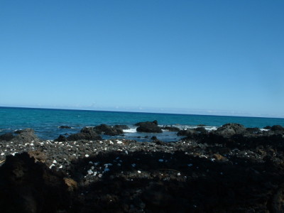 View of Lava fields along main roads in Hawaii